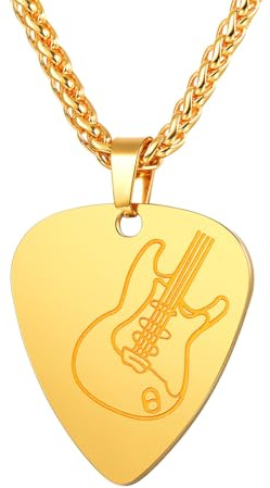U7 Nyhet gitarr plektrum hänge halsband för män kvinnor, gitarr musikaliska smycken plektrum halsband, musikälskare gåva, justerbar kedja i rostfritt stål, skicka presentask, Rostfritt stål