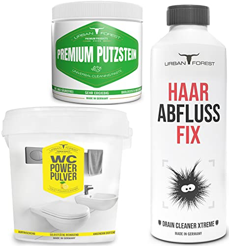 SPARSET WC Reiniger Pulver zur Reinigung + Abflussreiniger für Rohr-Reinigung + Putzstein als Allzweckreiniger von URBAN FORES
