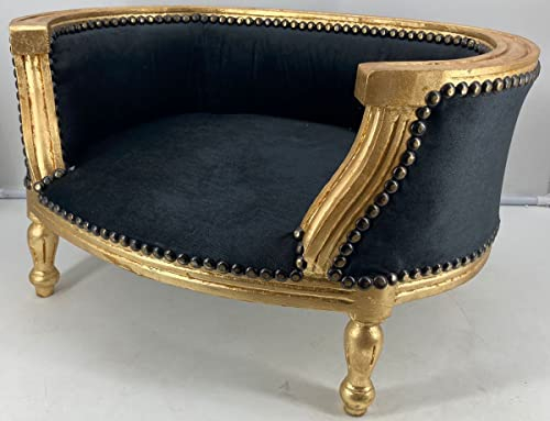 Casa Padrino Barock Hundebett & Katzenbett Schwarz/Gold - Handgefertigtes Hunde & Katzen Sofa im Barockstil - Barock Hunde & Katzen Möbel - Barock Tiermöbel
