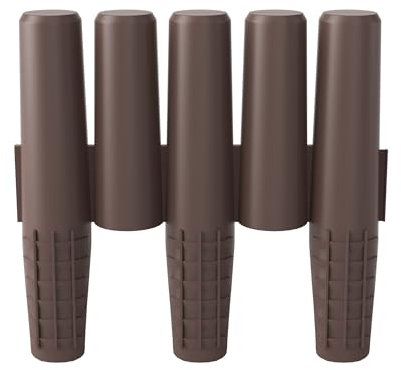 UISEBRT Bordure de pelouse en plastique aspect bois - 5,6 m - Bordure de jardin - Bordure de tonte - Bordure de parterre - Palissade décorative - 1 élément (L x H) : 28 cm x 24,5 cm - Marron