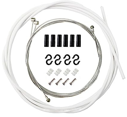 Cable de Frein Vélo, Kit de Gaines de Cables de Freins de Vélo, Universel Câble de Frein pour Vélo, Kit de Remplacement de Câble de Frein et Boîtier, Kit de Boîtier de Câble de Frein de Vélo, Blanc