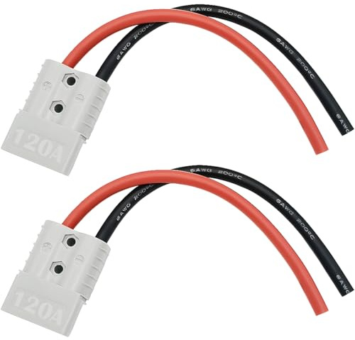 CESFONJER Batterikontakt, 120 A 600 V batterianslutning, kontakt (2 uppsättningar), snabbkoppling, snabbladdningsbatterianslutning, med 25 cm 6 AWG batterikabel (grå)