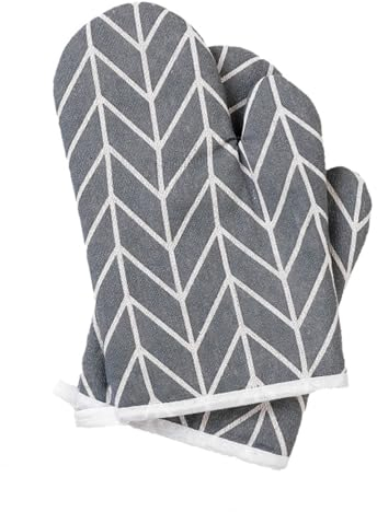 Guanti da forno resistenti al calore fino a 180 °C con anello per appenderlo, guanti da forno grigi ispessiti antiscivolo, guanti da forno resistenti al calore, per barbecue, cucina, forno a
