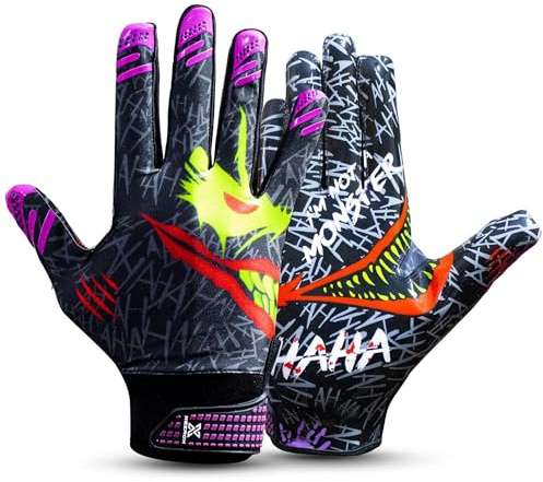 XEZROX WEAR 1.0 Football Gloves – Super Sticky Receiver Gloves Tacky Grip & Performance for Games & Training – Adult & Youth Sizes (Black, Youth Large)