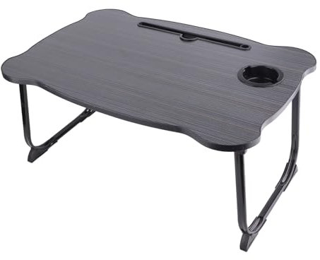 Bärbar Laptop Sängbord med Låda, 60x40x28cm Laptop Skrivbord för Säng & Soffa, Frukost Säng Bricka Laptop Lap Desk, Hopfällbar Kaffebricka (Svart guldbjörn 60 * 40 * 28 cm)