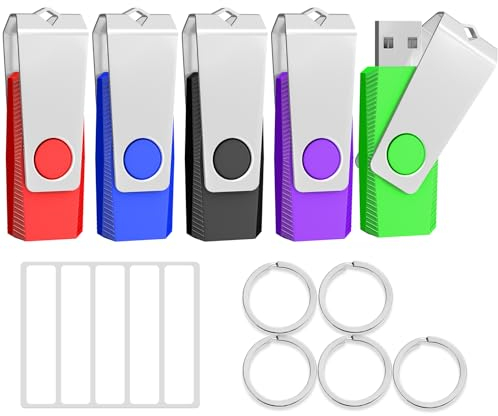 TEWENE USB Stick 2GB 5 Stück Set,USB Speicherstick Flash Drive Memory Stick,High Speed USB 2.0 Mehrfarbig Rotate.