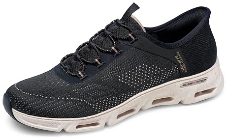 Skechers Women's Glide-Step Gratify Pace Slip-On Sneakers, Black Mesh/Gold Trim, 5 UK