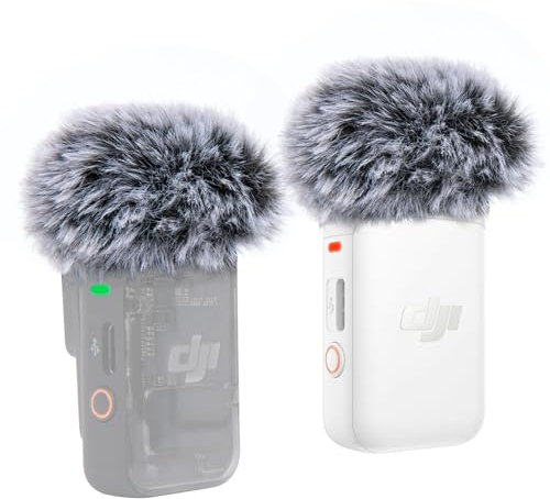 SUNMON for DJI Mic 2 Windmuff - 2ps grey Microphone Furry Cover Outdoor Pop Filter Noise Reduction, Mic Covers Furry Windscreen for DJI Mic 2/ DJI Osmo Pocket 3