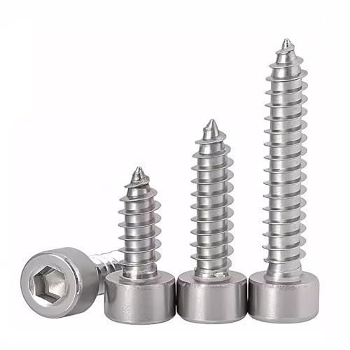 FandWay Viti Autofilettanti a Testa Cilindrica con Esagono Incassato,Viti Per Legno M5x12/16/20/25/30mm,Viti Testa Brugola Acciaio Inox A2 V2A Per DIY,Riparazioni Domestiche,Legno.