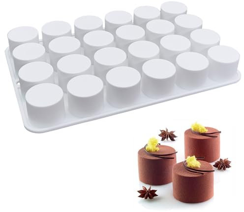 SEABABOO Silikonform Zylinder 24 Cavity Von L30 X H25 MM Schokoladenformen Zylinderform Silikon Zylinderförmig Backform Für Schokolade Muffin Brownie Mousse Kuchen Schokoladenfabrikant Pralinen Kekse