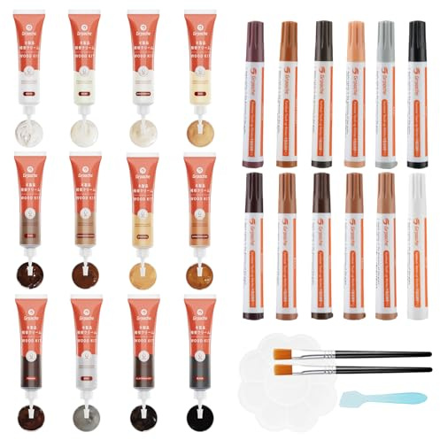 Kit Riparazione Mobili in Legno, 12 Colori Kit di Riparazione per Parquet in Legn, Riparare Eventuali Graffi, Crepe, Fori per Pavimenti, Tavoli, Porte, Armadietti Kit Riparazione in Laminato