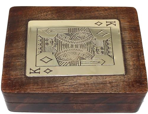 Porta carte da gioco in legno (marrone) – Adatto a 1 mazzo di carte (4,2 x 3 x 1,5) – carte non incluse