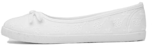 Lilley Womens White Slip On Ballerina Canvas Shoe - Size 4 UK - White