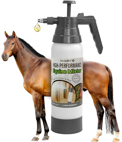 ExtremeMIST Oil Based Fly Sprays, High-Performance Equine Mister, Handheld Pump Sprayer, Portable Stable Sprayer Bottle for Horses, Continuous Hi-Pressure Ultra-Fine Mist, for Horse Grooming 32Oz