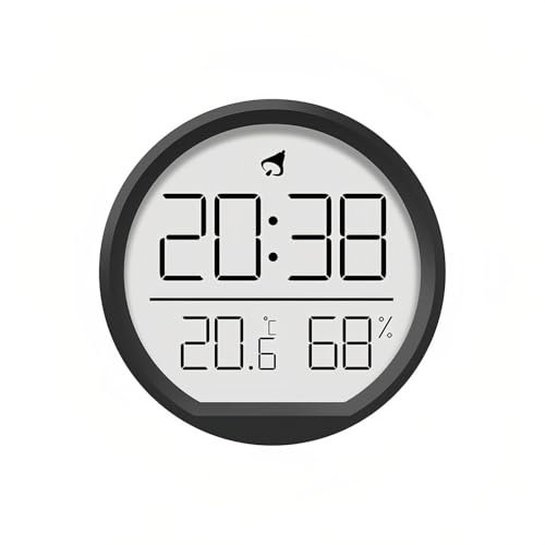 Lancoon LCD Digital Pequeño Reloj con Temperatura y Humedad Termohigrómetro Diseño Magnético Colgante de Sobremesa 3 Tipos de Colocación 12/24 Horas Calendario para Casa Cocina Oficina