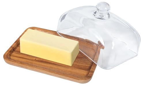 CROWNSHOP Butter Dish 8X12X10cm Butter Dish with Lid Glass Kitchen Storage Butter Cheese Keeper Holder Container for Butter Block of Cream Cheese& Serving Dish
