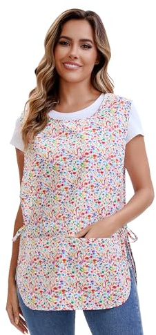 Nanxson Femmes Tablier de Cuisine Coton Motif Gilet Imprimé avec Lacets Tablier avec 2 poches pour la cuisine, la pâtisserie
