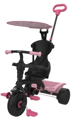 TP Zoomee 4 in 1 Trike - Unicorn Dream - Parental Lock Mode, Removable Safety Bar, Safety Steering Lock System & Shock Resistant Wheels, Adjustable UV Sunshade - Ages 10-36 Months.