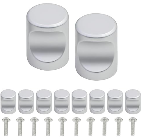 ONEBO 10 Piezas Tiradores Cocina Plateado, Pomos Armario de Un Solo Agujero, Tiradores Cajones, Perillas Manijas, Pomos de Muebles, con Tornillos, para Armario, Cajón, Cajones, Cocina, Puerta