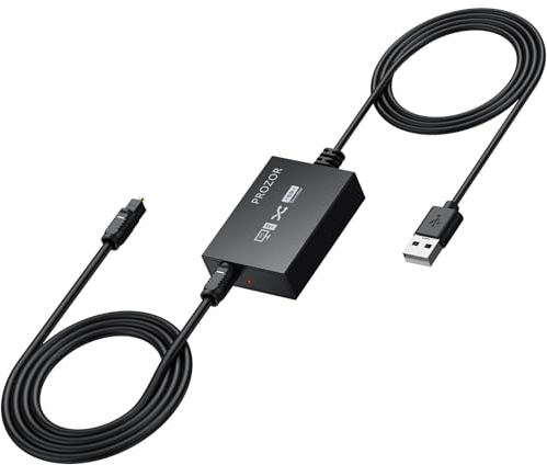 PROZOR Adattatore Audio da USB A a Ottico 96kHz/16bit con Cavo da 2 M Convertitore Unidirezionale USB Tipo A a Ottico S/PDIF Convertitore Digitale per PC Laptop e Mac Non per TV PS5 Switch