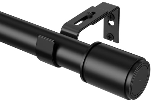 PeSenp Gardinenstange Schwarz 76-325 cm, 25 mm Durchmesser Vorhangstange Ausziehbar mit Halterung, Extralange Gardinenstange für Schlafzimmer, Wohnzimmer, Robustes Matt Metall