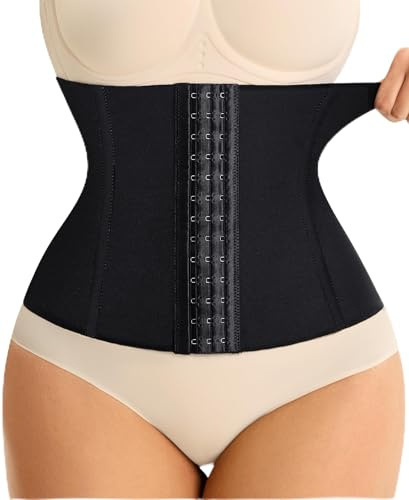 Nebility Waist Trainer For Women Corset Shapewear Tummy Control Waist Cincher Girdle Seamless Postpartum Belly Band (Black, Medium)