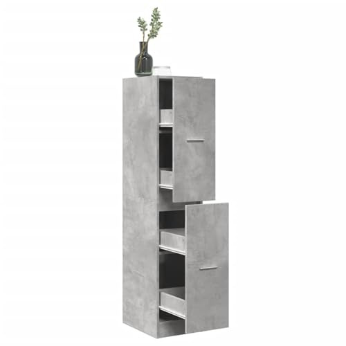 Fecpoo Apoteksskåp, betonggrått 30 x 41 x 144,5 cm, trämaterial med 4 utdragslådor för kök, kontor eller vardagsrum