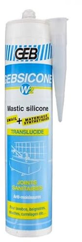 GEB - Mastic et silicone - 12 cartouches mastic silicone Translucide GEBSICONE W2 joints sanitaires