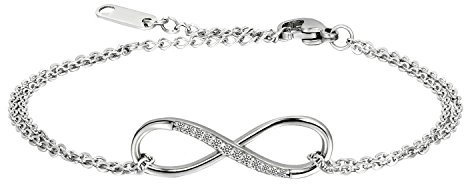 Oidea Bracelet Chaîne de main Femme Sympole Infini Infinity Amour Acier Inoxydable Zircon Brillant Cadeau d'anniversaire Valentin Mariage la fête des mères/Cadeau fete des meres