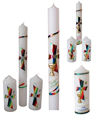 Taufkerze/Kommunionkerze,Konfirmationskerze Regenbogenkreuz- Name,Datum**Junge Mädchen B076PPT163