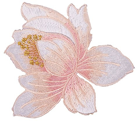 Aufnäher zum Aufbügeln, Lotus-Patch, Blumen-Applikation, schöne Rosenblüten-Stickerei-Applikation – 1 Stück Stickapplikation für DIY-Kleidung (8,5 x 8,5 cm)