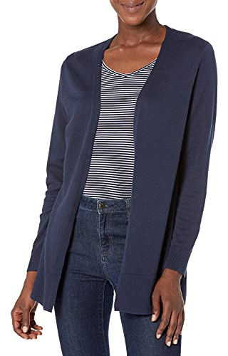Amazon Essentials Women's Lightweight Long Sleeve Open-Front Cardigan Sweater (Available in Plus Size), Navy, Small