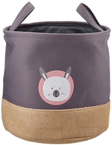 Zeller 14279 Aufbewahrungskorb 'Hase', Polyester/Jute, grau, ca. Ø 30 x 29 cm