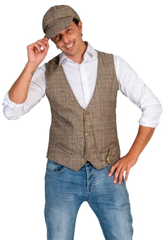 Herren Kostüm 20er Jahre Weste mit Schiebermütze Gr. 48-58 Fasching Karneval (48/50)