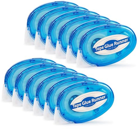 Tmol 12 Pack Scrapbook Tape, 26 Ft x 0.31 in Double Sided Tape Roller, Permanent Adhesive Tape Dispenser Runner, Photo-Safe Glue Tape Roller for Scrapbooking, Crafts and Arts Projects, Smooth & Clean