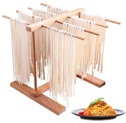 zklaseot Secadores de Pasta, Rejilla For Secar Pasta Estante For Pasta De Madera, Haya Natural Madera Plegable Secadora De Espaguetis Soporte For Colgar. For Fideos De Pasta Cocina Familiar