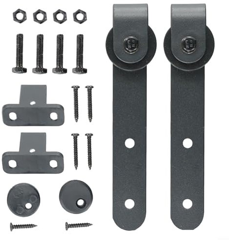 EpheyFIF 1,6 cm - 2 cm Karbonstahl Schrank Schiebetür Scheune Hardware Kit Schiebetür Blende Hängeschiene Schieber