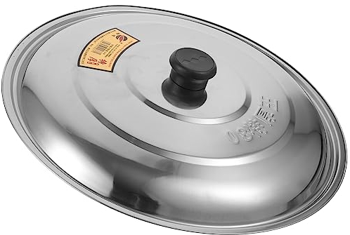 Amosfun Couvercle INOX 33 Cm pour Poêle Et Marmite avec Bouton Résistant À La Chaleur Couvercle Métallique Multifonction pour Cuisine Domestique