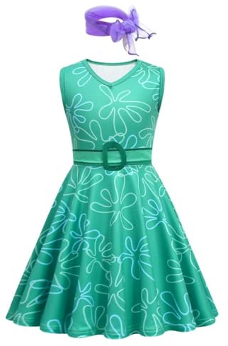 Lito Angels Vestito Costume Ragazza felice Ragazza Verde Carnevale Travestimento per Bambina Taglia 2-10 anni