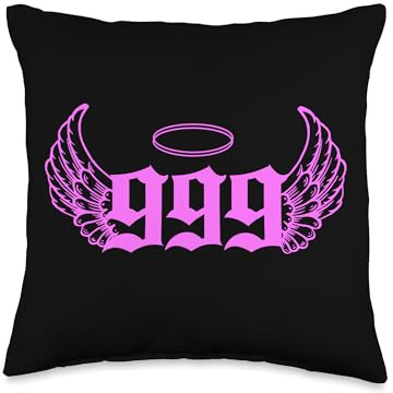 999 Angel Number Pink Throw Pillow