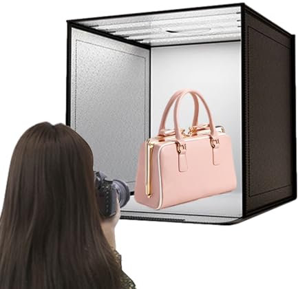 Box di luce fotografica portatile - da studio dimmerabile da 44 cm con illuminazione a LED | Sfondo pieghevole per scatti di prodotto cristallini | Kit completo per e-commerce, gioielli e fotogr