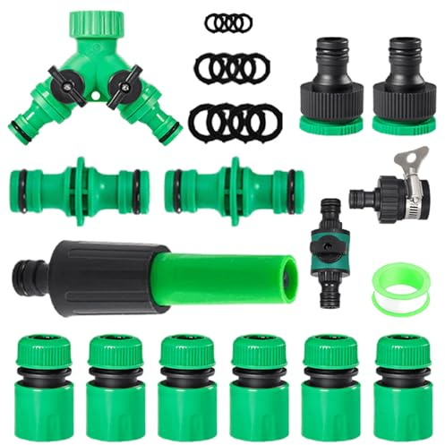 Set di 15 connettori per tubi, 1/2 pollici, connettore per tubo in plastica, rapido da 1/2 pollici, attacco per tubo da giardino