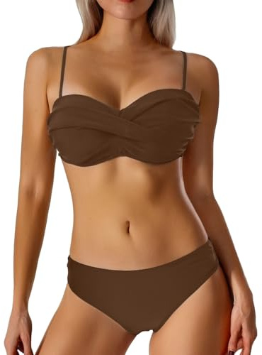 Traje de baño Mujer,Sexy Verano Conjunto Bikini Push Up Sexy Swimwear Reductor Estampado Diseño Bandeau Moderno Triángulo Brasileño para Vacaciones Tropicales