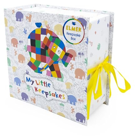 Elmer Baby - Caja de recuerdos para bebé con 6 cajones para recuerdos de recién nacido, regalo para bebé con cierre de cinta, regalo oficial