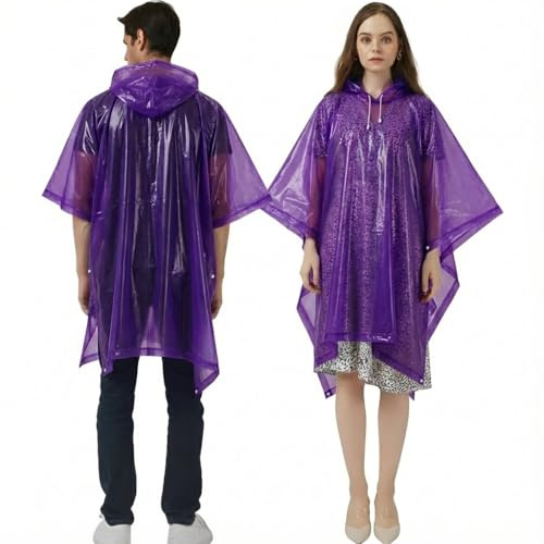 UPSEN Rain Ponchos for Adults, 2 Pcs Reusable Raincoats Coats Jackets Emergency for Women Men with Hood