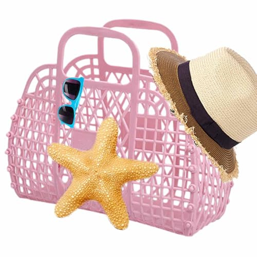 Yulokdwi Jelly Tote,Bright Jelly Bags - Reusable Basket, Jellys Tote Bag,Reusable Shopping Bags & Baskets, Girls Beach Bag, For Toddler, Kids, Halloween, Bridal, Easter Basket
