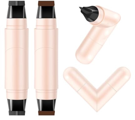 Sitovely 2PCS Gel Eyeliner Pencil Set, Flüssiger eyeliner Stempel mit Flügeln, Faltbarer Schwarzer Eye liner Stift mit Doppelkopf, Katzenaugen Schablonen für Augen Tattoos(C, M)
