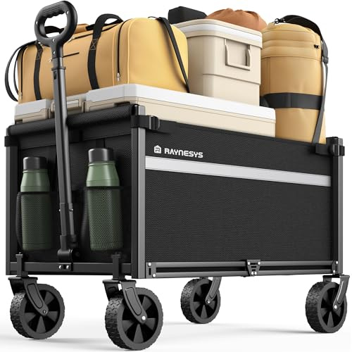 Carro Plegable, Carrito Plegable con Ruedas, Gran Capacidad de 150KG para Camping, Compras, Jardín, Deportes, Cochecito de Transporte Utilitario Portátil, Negro Claro