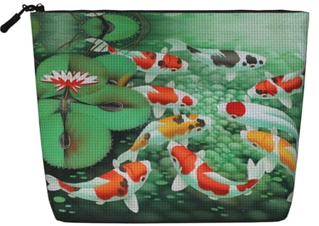 Neceser HD para mujer, diseño de carpa roja japonesa, adecuada para almacenamiento diario, viajes y viajes de negocios.
