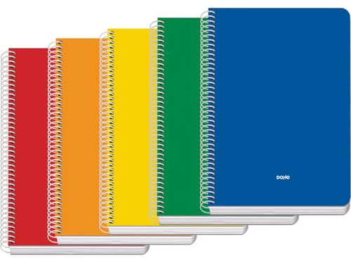 Dohe - Quaderni A5 (5 Pz.) - 5 Colori Assortiti, 80 Fogli Quadrettati 4x4 Mm, Spirale, Copertina Morbida in Cartoncino, Materiale per Ufficio